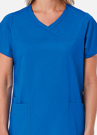 Maevn Red Panda Women's Curved Mock Wrap Scrub Top