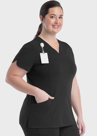 Maevn Women's Curved V-Neck Top