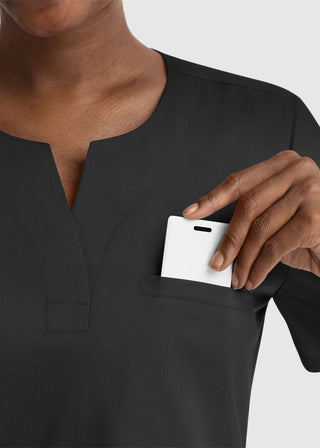 Maevn Women's Notched Crew Neck Top