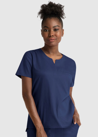 Maevn Women's Notched Crew Neck Top