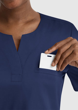 Maevn Women's Notched Crew Neck Top