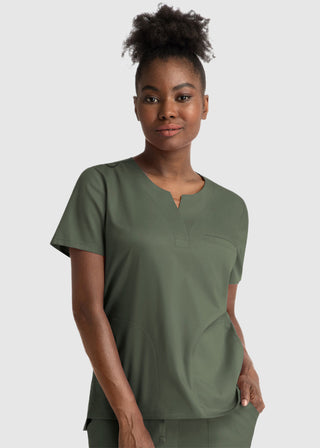 Maevn Women's Notched Crew Neck Top