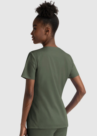 Maevn Women's Notched Crew Neck Top