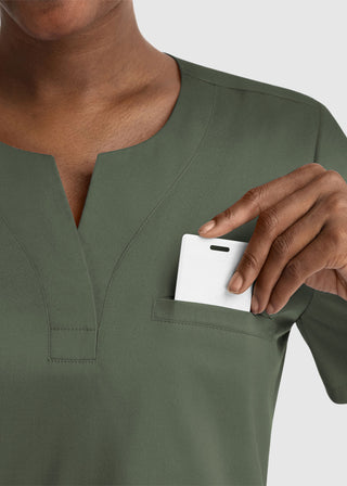 Maevn Women's Notched Crew Neck Top