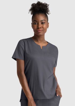 Maevn Women's Notched Crew Neck Top