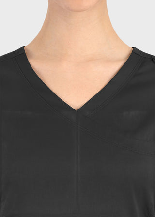 Maevn Matrix Women's Knit Panel Solid Scrub Top