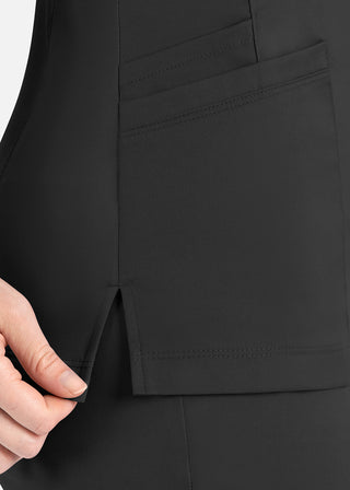 Maevn Matrix Women's Knit Panel Solid Scrub Top