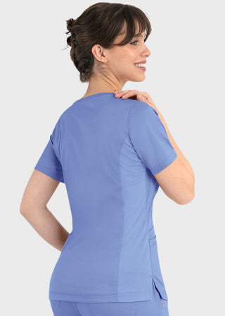 Maevn Matrix Women's Knit Panel Solid Scrub Top