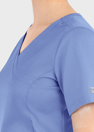 Maevn Matrix Women's Knit Panel Solid Scrub Top
