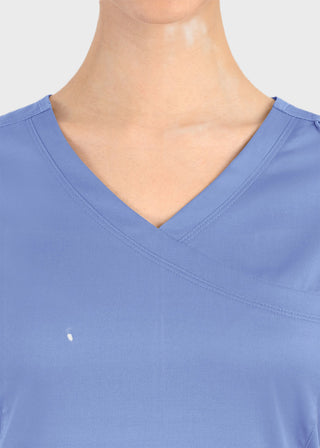 Maevn Matrix Women's Knit Panel Solid Scrub Top
