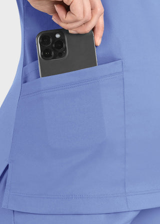 Maevn Matrix Women's Knit Panel Solid Scrub Top