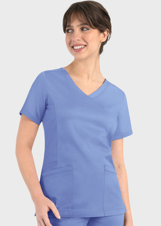 Maevn Matrix Women's Knit Panel Solid Scrub Top