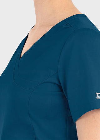 Maevn Matrix Women's Knit Panel Solid Scrub Top