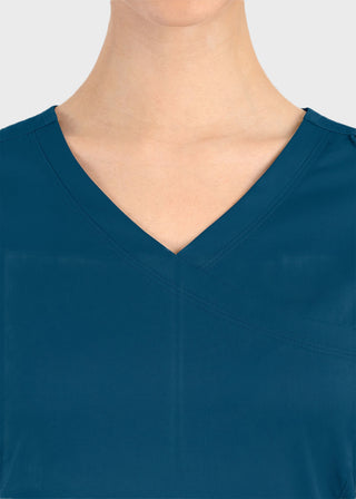 Maevn Matrix Women's Knit Panel Solid Scrub Top