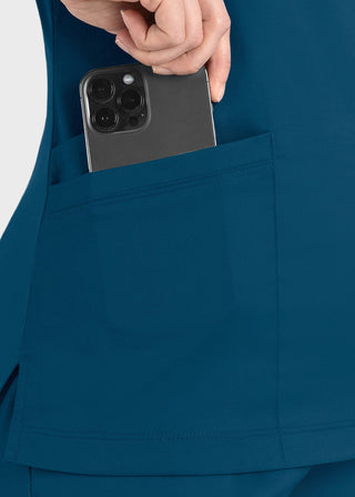 Maevn Matrix Women's Knit Panel Solid Scrub Top