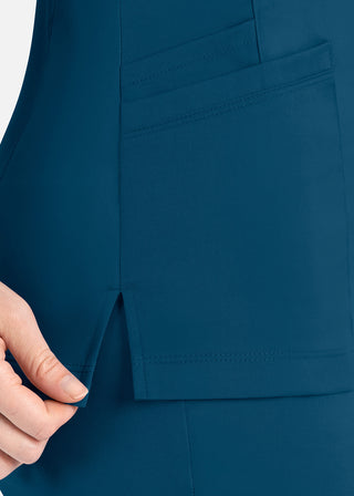 Maevn Matrix Women's Knit Panel Solid Scrub Top