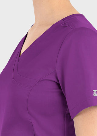 Maevn Matrix Women's Knit Panel Solid Scrub Top