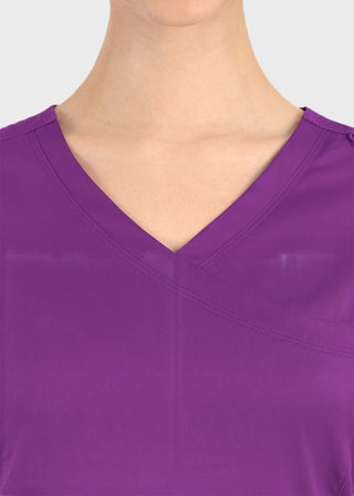 Maevn Matrix Women's Knit Panel Solid Scrub Top