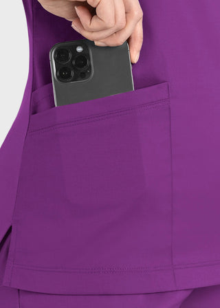 Maevn Matrix Women's Knit Panel Solid Scrub Top