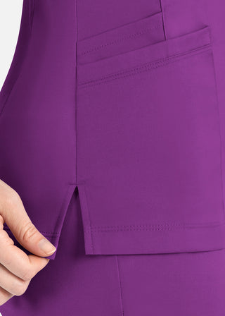 Maevn Matrix Women's Knit Panel Solid Scrub Top