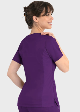 Maevn Matrix Women's Knit Panel Solid Scrub Top