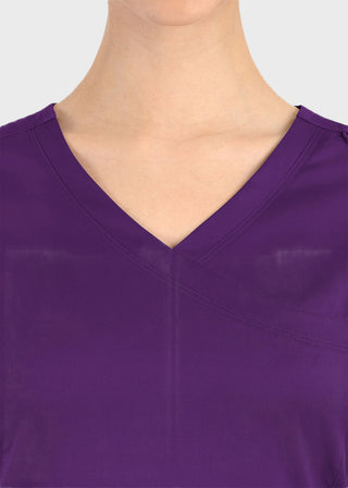 Maevn Matrix Women's Knit Panel Solid Scrub Top