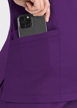 Maevn Matrix Women's Knit Panel Solid Scrub Top