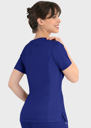 Maevn Matrix Women's Knit Panel Solid Scrub Top