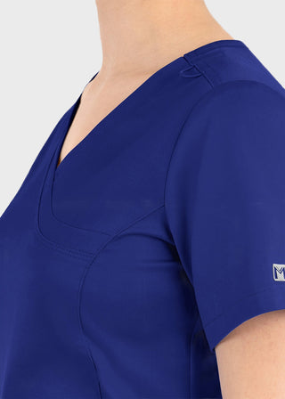 Maevn Matrix Women's Knit Panel Solid Scrub Top