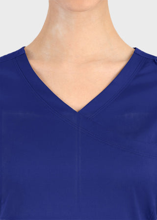 Maevn Matrix Women's Knit Panel Solid Scrub Top