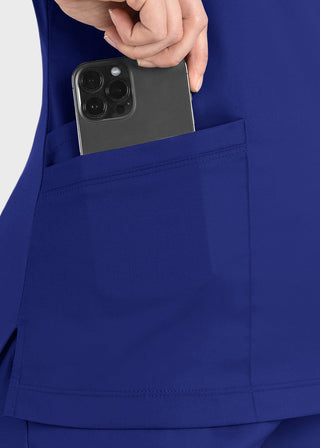 Maevn Matrix Women's Knit Panel Solid Scrub Top