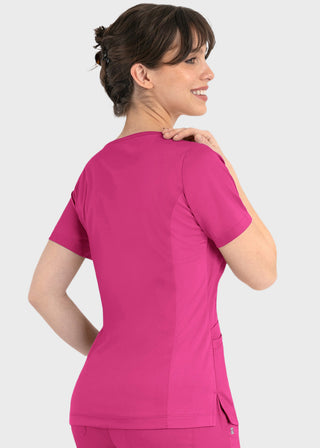 Maevn Matrix Women's Knit Panel Solid Scrub Top