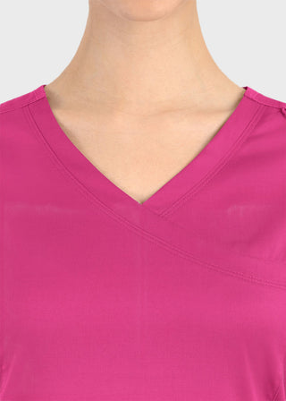 Maevn Matrix Women's Knit Panel Solid Scrub Top