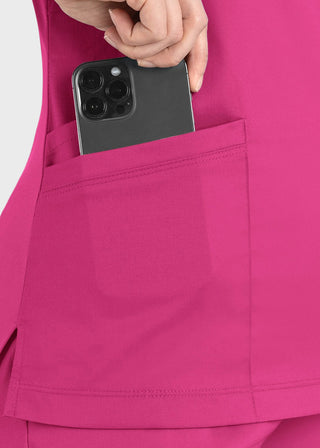 Maevn Matrix Women's Knit Panel Solid Scrub Top