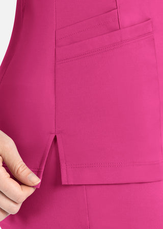 Maevn Matrix Women's Knit Panel Solid Scrub Top