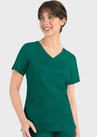 Maevn Matrix Women's Knit Panel Solid Scrub Top