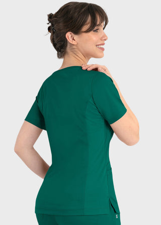 Maevn Matrix Women's Knit Panel Solid Scrub Top