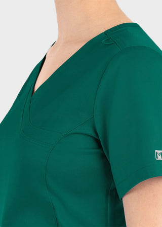 Maevn Matrix Women's Knit Panel Solid Scrub Top