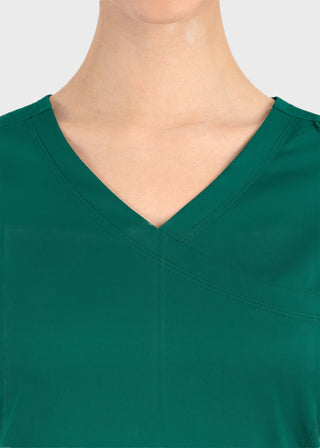 Maevn Matrix Women's Knit Panel Solid Scrub Top