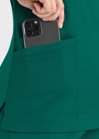 Maevn Matrix Women's Knit Panel Solid Scrub Top