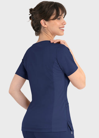 Maevn Matrix Women's Knit Panel Solid Scrub Top