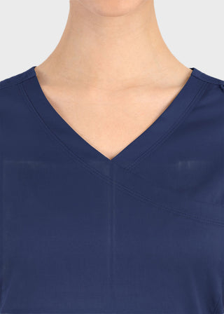 Maevn Matrix Women's Knit Panel Solid Scrub Top