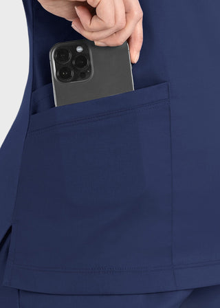 Maevn Matrix Women's Knit Panel Solid Scrub Top