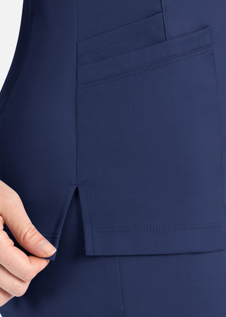 Maevn Matrix Women's Knit Panel Solid Scrub Top