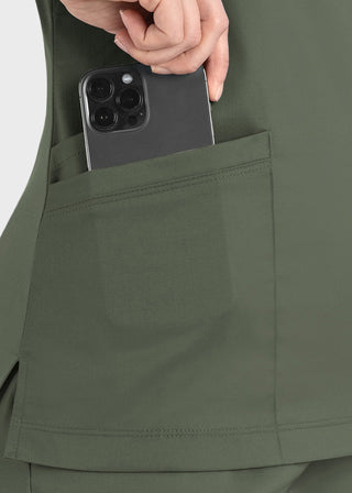 Maevn Matrix Women's Knit Panel Solid Scrub Top