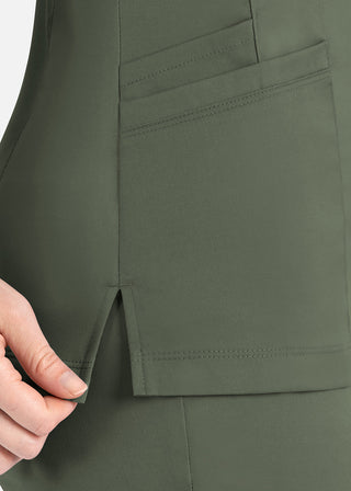 Maevn Matrix Women's Knit Panel Solid Scrub Top