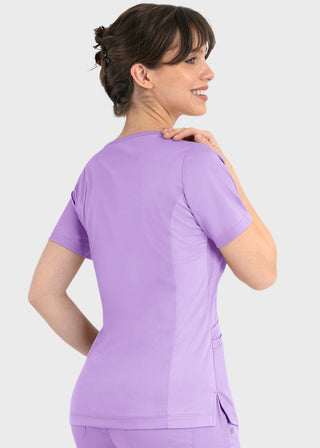 Maevn Matrix Women's Knit Panel Solid Scrub Top