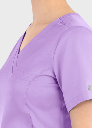 Maevn Matrix Women's Knit Panel Solid Scrub Top
