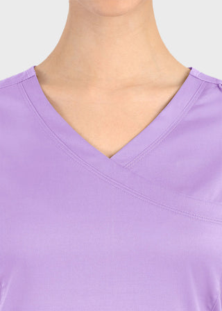 Maevn Matrix Women's Knit Panel Solid Scrub Top