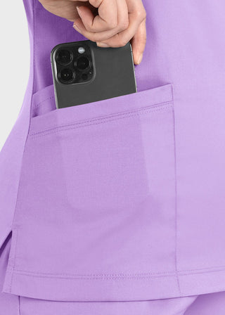 Maevn Matrix Women's Knit Panel Solid Scrub Top